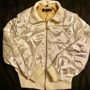 Y2K Baby Phat Cream Satin Bomber Jacket